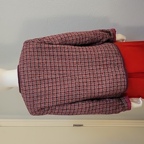 true Vintage KORET Pink Plaid Metallic Tweed Preppy Blazer - Picture 8 of 10